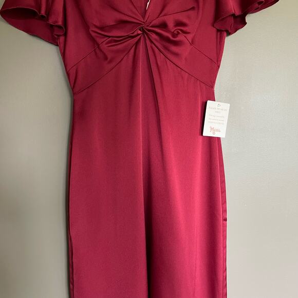 NWT Show Me Your Mumu Rome Twist Gown Ruby Luxe Satin Size Small Burgundy Red - Picture 10 of 15